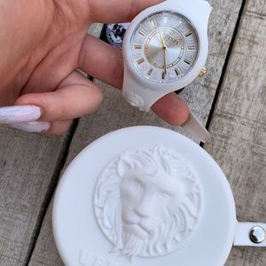 white silicone versace watch